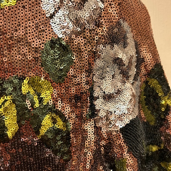 House of Harlow 1960 Lia Top Rose Gold Floral Shirt Sz Small - Picture 6 of 14